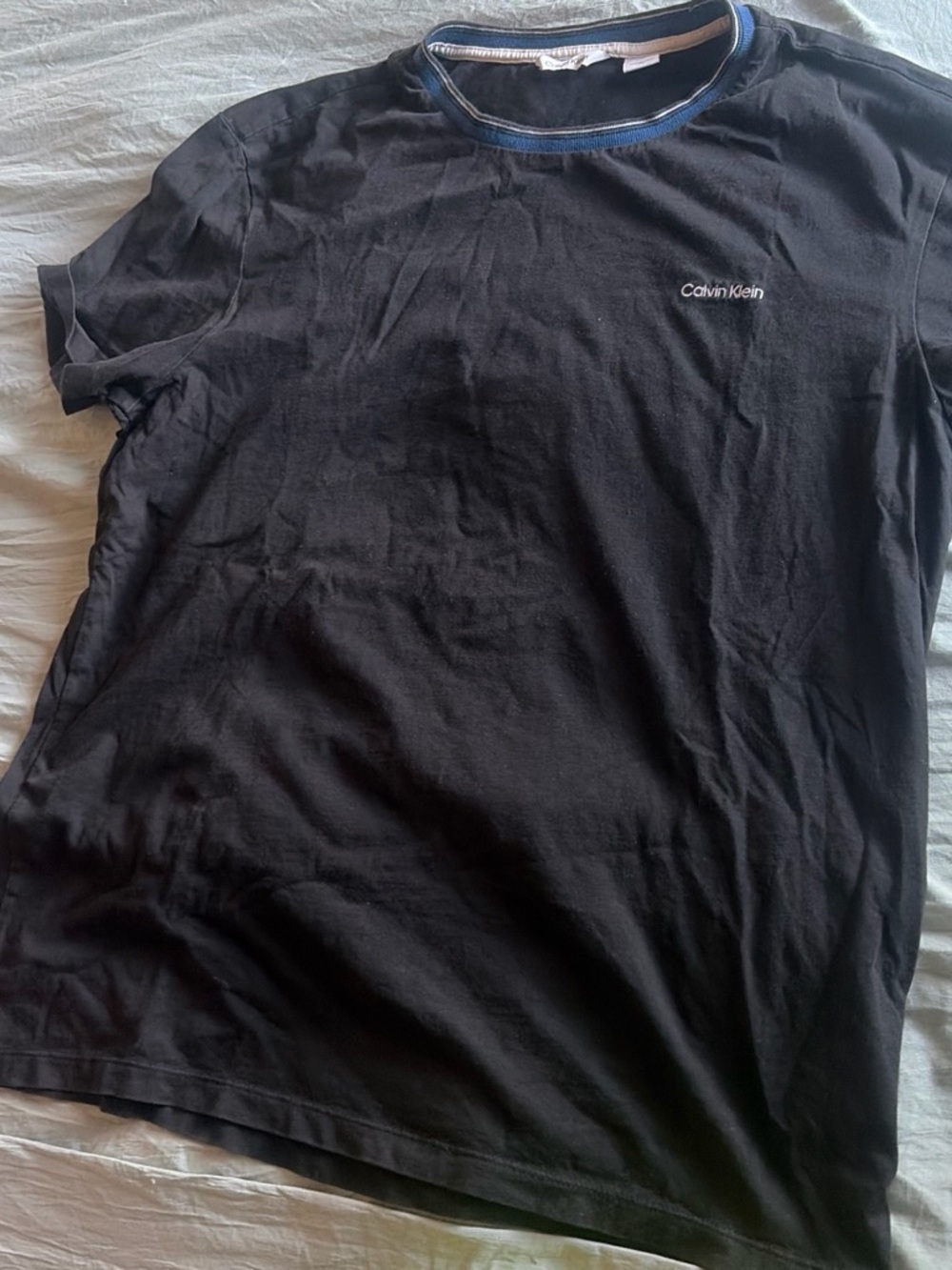 Calvin Klein Black Crewneck Tee with Navy Trim